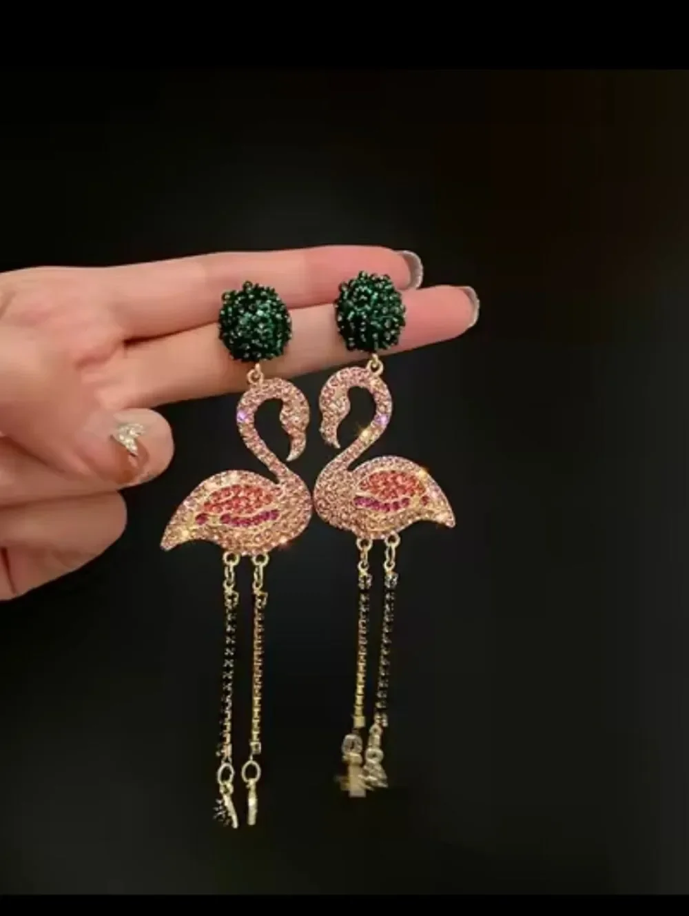 Exquisite Pink Flamingo Dangle Earrings